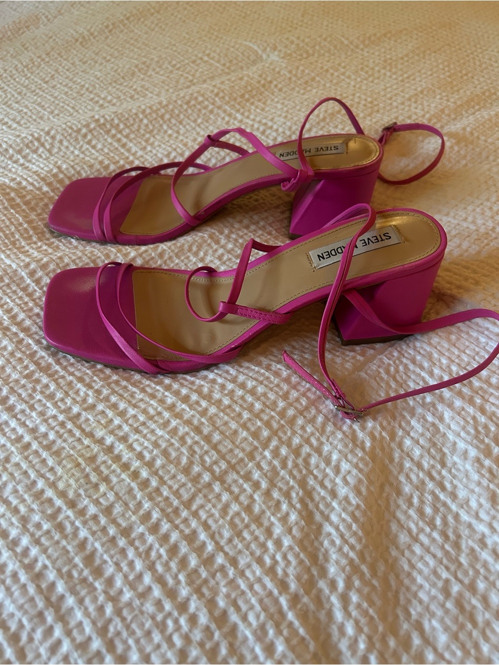 Steve Madden Hot Pink Strappy Block Heel Sandals